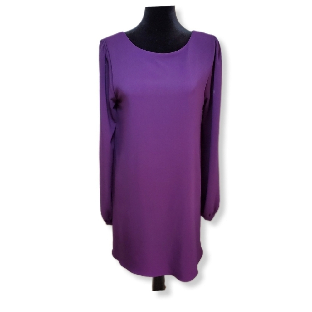 Lulu's Purple Long Sleeve Loose Fitting Lined Shift Dress Sz S